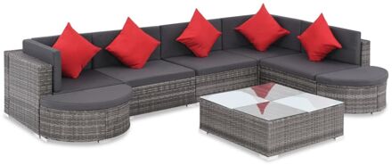 Loungeset poly rattan grijs 27-delig