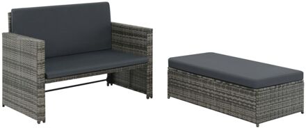 Loungeset poly rattan grijs 5-delig