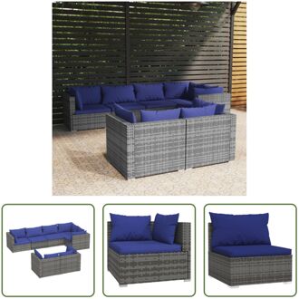 Loungeset Poly Rattan - Grijs - 5 hoekbank 2 middenbank