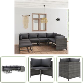 Loungeset Poly Rattan Grijs - 60 x 60 x 60 cm - Inclusief Kussens - Modulair