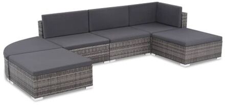 loungeset poly rattan - grijs/donkergrijs - modulair design