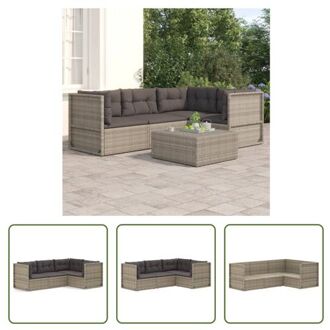 Loungeset Poly Rattan - Grijs - Hoekbank 54x54x24.5/38/50/55cm - Middenbank 54x54x55cm