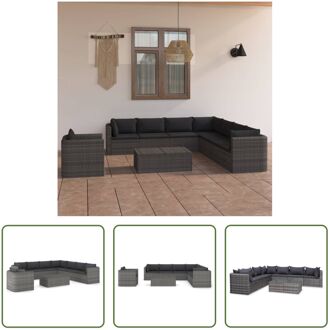 Loungeset Poly Rattan - Grijs - Incl - kussens