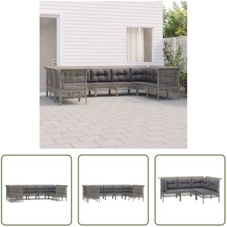 Loungeset Poly Rattan - Grijs - Modulair Ontwerp - Comfortabele Zitervaring - Stevig en Stabiel