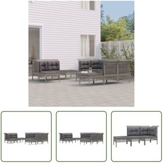 Loungeset Poly Rattan - Grijs - Modulair ontwerp - Weerbestendig - Stevig frame