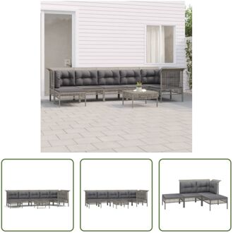 Loungeset Poly Rattan - Grijs - Modulair Ontwerp