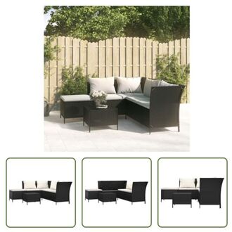 Loungeset Poly Rattan - Hoekbank 110x58x72 cm - Zwart