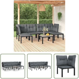 Loungeset Poly Rattan - Modulair - Zwart - 110 kg draagvermogen