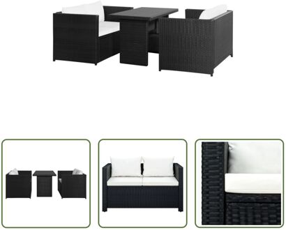 Loungeset Poly Rattan - Zwart - 120x67x67 cm - Weerbestendig