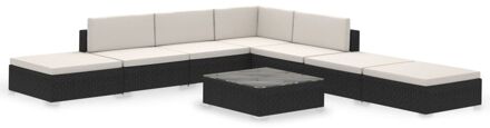 Loungeset poly rattan zwart 20-delig