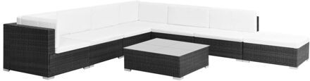 Loungeset poly rattan zwart 23-delig