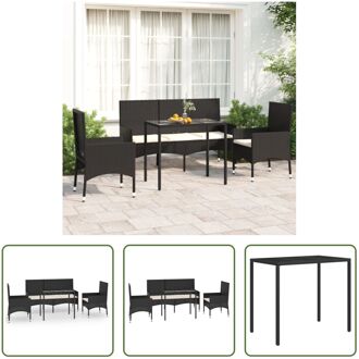 Loungeset - Poly Rattan - Zwart - 90 x 50 x 67 cm (tafel) - 45 x 51 x 85 cm (stoel) - 140 x 51 x 85 cm