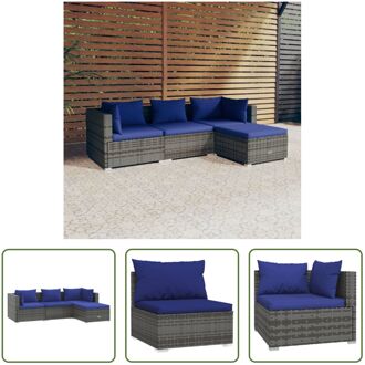 Loungeset Rattan - 70 x 70 x 60.5 cm - Grijs - Donkerblauw