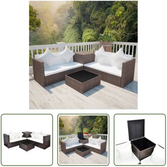 Loungeset Rattan - Bruin - 118 x 60 x 64 cm - Waterdicht - Lichtgewicht - Afneembare kussens