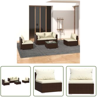 Loungeset - Rattan - Bruin - Hoekbank - 70x70x60.5 - Stevig frame