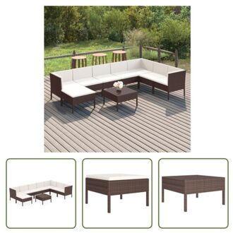 Loungeset Rattan - Bruin - Modulaire tuinmeubelset - 57x69x69 cm - Inclusief kussens