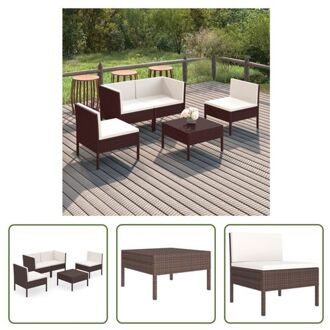 Loungeset Rattan - Modulair - Bruin - 57x69x69 cm - Inclusief kussens