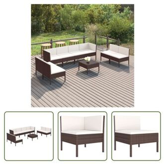 Loungeset Rattan - Modulair - Bruin - 60x60x35 cm - Waterbestendig