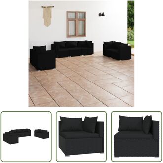 Loungeset - Rattan - Zwart - 70x70x60.5 cm - Modulair design