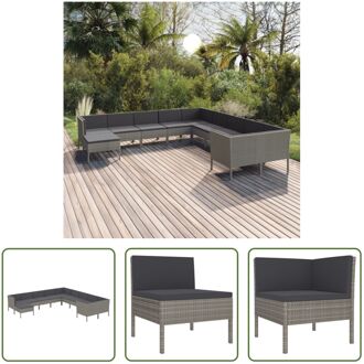 Loungeset s - Tuinmeubelen - Grijs - PE-rattan - Gepoedercoat staal - 57x69x69 - 6x MB - 4x HB - 1x