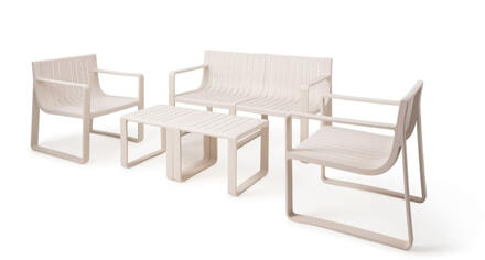 Loungeset 'Sammu' Met 2-zits bank, 2 fauteuils en tafel, kleur Milky Wheat