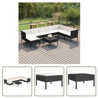 loungeset Sandy - Tuinmeubelset modulair - Zwart - PE-rattan en gepoedercoat staal - Afm - tafel