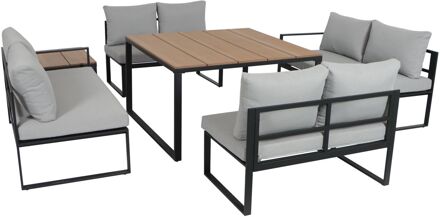 Loungeset Santorini - Staal En Polywood - Antraciet - 8 Personen - Vierkant