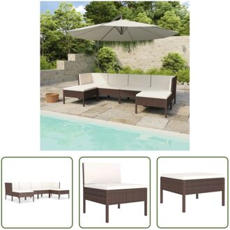 Loungeset Seri Meubelset - 6-delig - PE-rattan - Bruin - 100% polyester