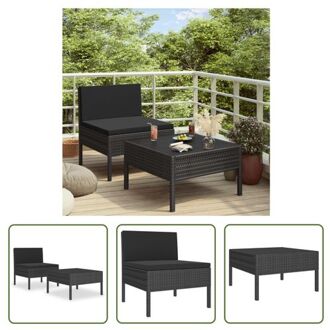 Loungeset Seriae Tuinmeubelen - 57x69x69 cm - PE-rattan - Zwart