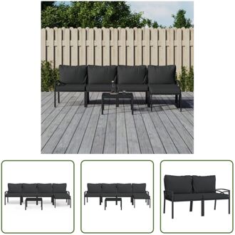 Loungeset - Staal - Zwart - 60x60x35 cm - Comfortabele kussens