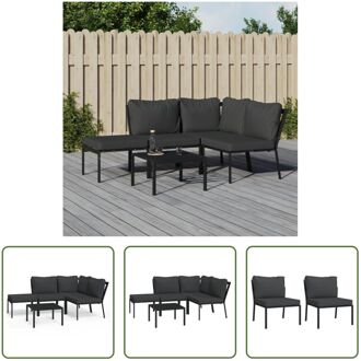 Loungeset - Staal - Zwart - 60x60x35 cm - Inclusief kussens