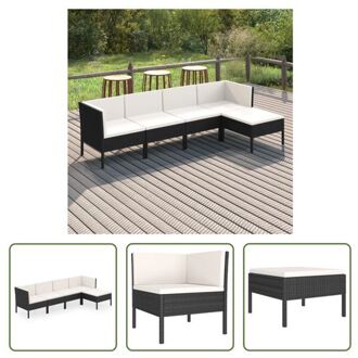 Loungeset Sun Valley - Tuinmeubelen - 57x69x69 cm - Zwart - Crèmewit