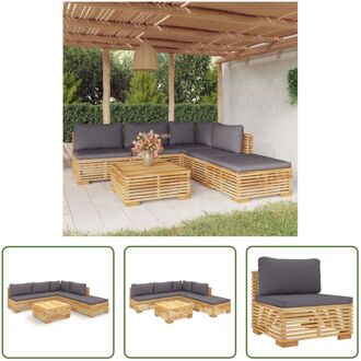 Loungeset - Teakhout - 69.5x69.5x60 cm - Comfortabele kussens - Inclusief montagematerialen - Bruin