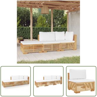 Loungeset - Teakhout - Crèmewit - 69.5 x 69.5 x 60 cm Bruin