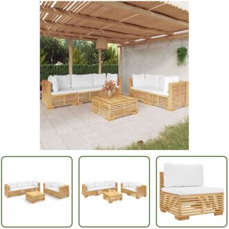 Loungeset Teakhout - Tuinmeubelen - 69.5 x 69.5 x 60 cm - Crèmewit kussen - Inclusief kussens - The Bruin