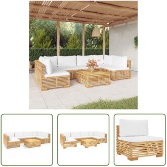 Loungeset Teakhouten - Tuinmeubelen 69.5x69.5x60 cm - Crèmewit Bruin