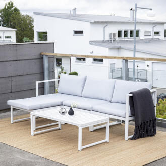 Loungeset 'Terah' Met loungebank en tafel, kleur Wit Grijs/Wit