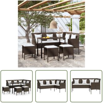 Loungeset Terras - 161.5 x 113 x 80 cm - Bruin - Crèmewit