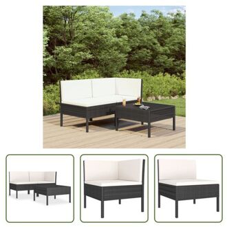 loungeset The Living Store name Tuinmeubelset - 69x69x69 cm - zwart - crèmewit kussens - PE-rattan