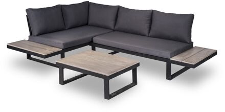 Loungeset Titan Hoekset incl. Acacia houten tafel Zwart