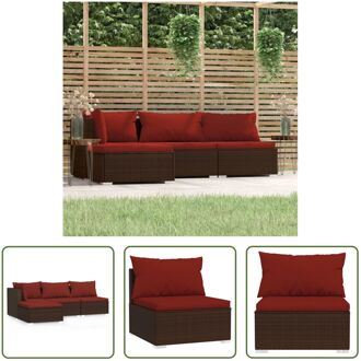 Loungeset - Trendy - Tuinmeubelen - 70x70x60.5 cm - Bruin PE-rattan