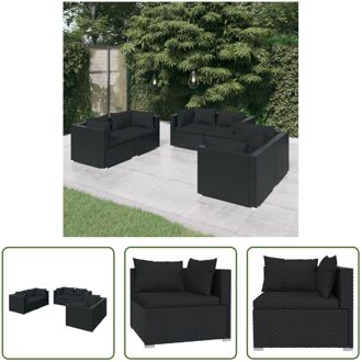 Loungeset - Trendy - Tuinmeubelen - 70x70x60.5 cm - Zwart PE-rattan