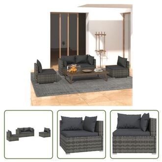 Loungeset - Trendy - Tuinmeubelset - 70x70x60.5 cm - Grijs PE-rattan