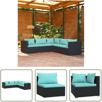 Loungeset - Trendy - Tuinmeubelset - 70x70x60.5 cm - Stevig frame - waterdicht PE-rattan - modulair Zwart