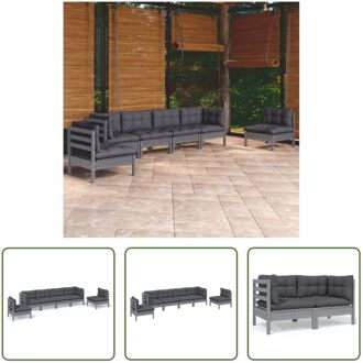 Loungeset tuin - 2 hoekbank 4 middenbank - Grijs - Massief grenenhout