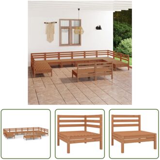 Loungeset Tuin - Grenenhout - Honingbruin - Modulair - Hoek/middenbank 63.5x63.5x62.5cm - 2 hoekbanken