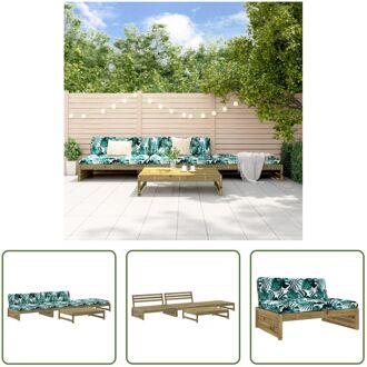 Loungeset Tuin - Houten - Modulair Design - Geïmpregneerd Grenenhout - 120x95x69 cm - Inclusief Bruin