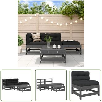 Loungeset Tuin - Massief grenenhout - Grijs - 62x62 cm - Modulair