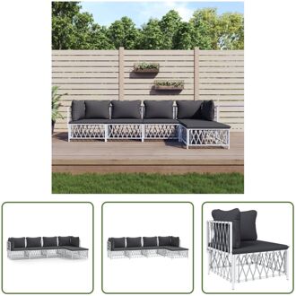 Loungeset - Tuinhoekbank 2x - Tuinmiddenbank 2x - Tuinvoetenbank - 72x72x66cm - Geweven stof - Wit