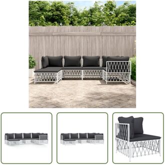 Loungeset - Tuinhoekbank 3x + Tuinmiddenbank 2x + Tuinvoetenbank 1x - 72 x 72 x 66 cm - Comfortabel en Wit